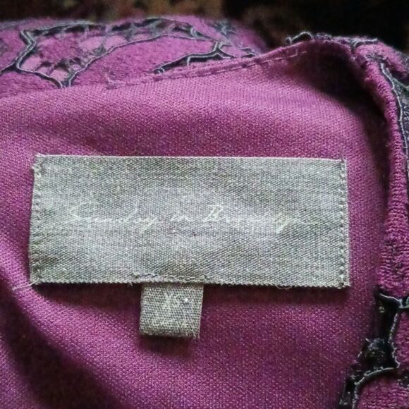 Anthropologie Sunday in Brooklyn Joy Purple with Black Lace Long Sleeve Dress XS - Picture 12 of 13